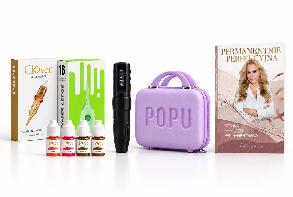 Zestaw LIERA × POPU z książką Katarzyny Liera na białym tle